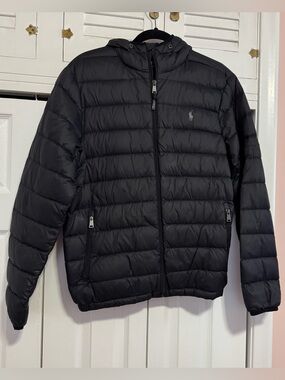 Polo Ralph Lauren Hooded Full Zip Puffer Down Jacket - Black